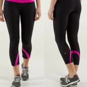 lululemon athletica Black Leggings with Pink Highlights